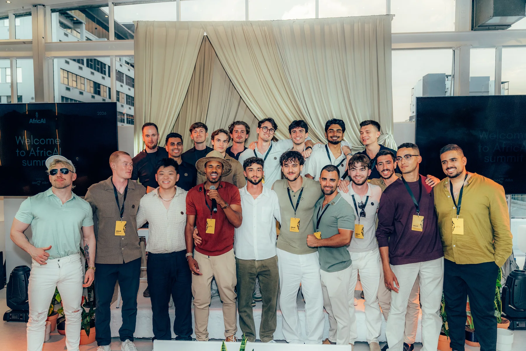 Nate Herk with a group of attendees at AfricAI.